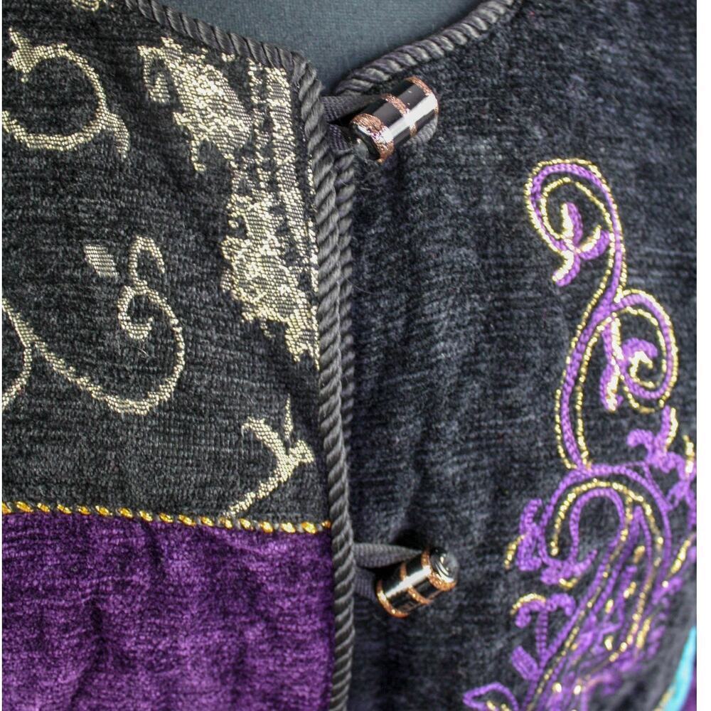 Vintage Indigo Moon Patchwork Jacket Mixed Media … - image 4